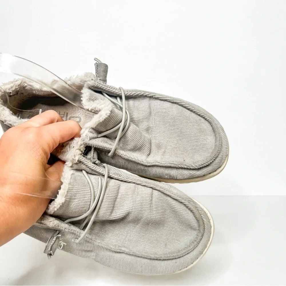 Hey Dude Wendy Corduroy Grey Size 10 Women’s Fur Lined